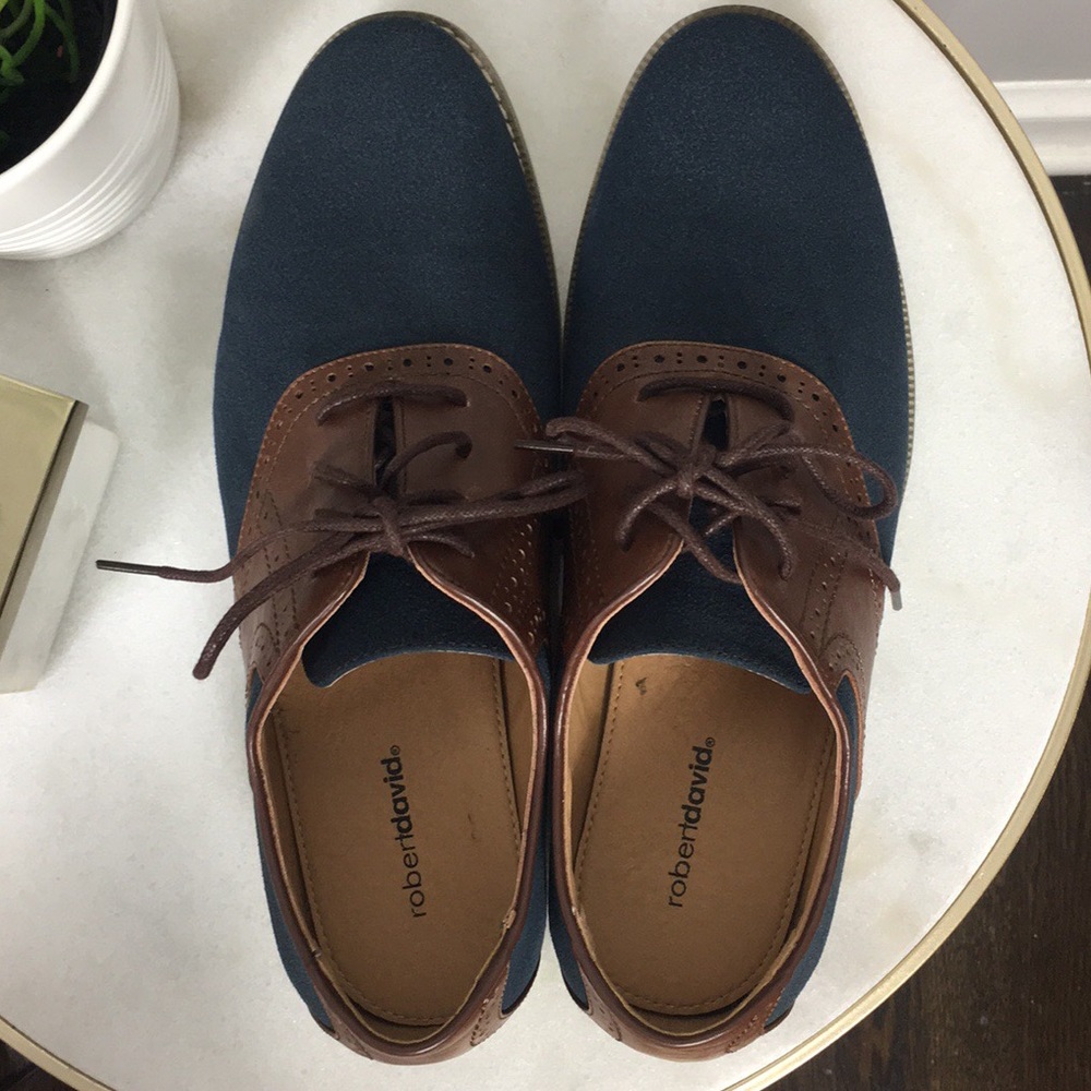 Robert David Blue/Brown Tie Men’s Oxford sz 11